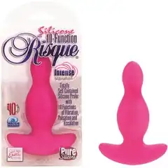  Розовый анальный плаг из силикона с 10 функциями SILICONE RISQUE 10 см 