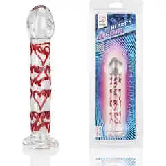  Стеклянный фаллоимитатор с сердцами Heart 17 см 