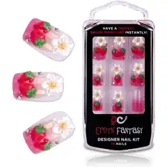  Акриловые типсы для маникюра с клубничками Californian Strawberry 