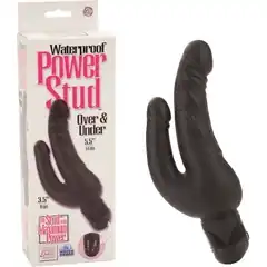  Черный виброфаллос для двойного проникновения POWER STUD 19 см 
