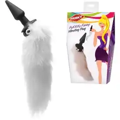  Анальный плуг с игривым пушистым хвостиком White Fox Tail Vibrating Butt Plug 10 см 