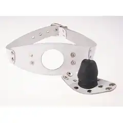  Белый кожаный кляп-фаллос 