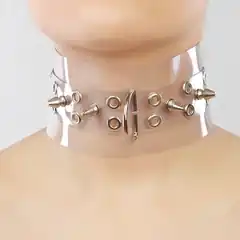  Прозрачный ошейник с шипами 