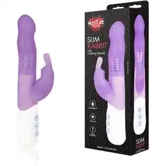  Фиолетовый вибратор hi-tech с кроликом 21 см 