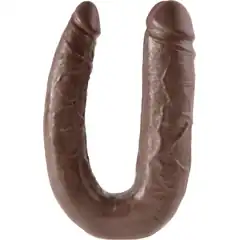  Коричневый двухголовый фалоимитатор U-Shaped Large Double Trouble 44,4 см 