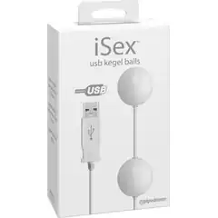  Белые вагинальные виброшарики USB KEGEL BALLS, работающие от USB 
