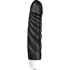  Чёрный рельефный вибромассажёр Mr. Big Comfort 18,4 см 