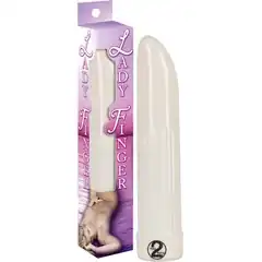  Вибратор Ladyfinger молочного цвета 13 см 