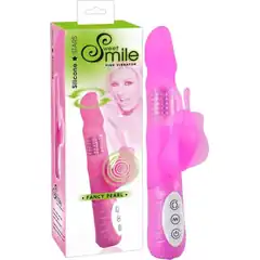  Многофункциональный розовый вибратор Smile Fancy с клиторальной бабочкой 22 см 