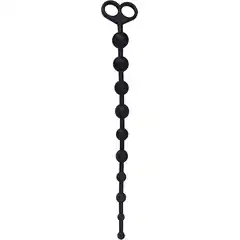  Чёрная анальная цепочка с 10 звеньями ANAL JUGGLING BALL SILICONE 33,6 см 