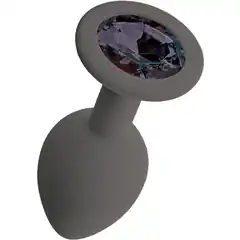  Серая анальная пробка с черным кристаллом Gamma-S 7,2 см 