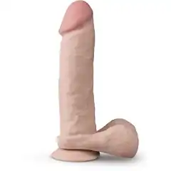 Телесный фаллоимитатор-реалистик 9 Inch Thick Posable Dildo With Balls 22,8 см 