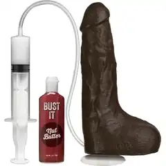  Коричневый фаллоимитатор с имитацией семяизвержением Bust It Squirting Realistic Cock 23,36 см 