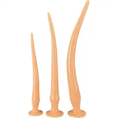  Набор из 3 телесных удлиненных анальных пробок Super Long Flexible Butt Plug Set 