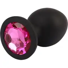  Черная анальная пробка с кристаллм Booty Fantasy Gem Plug L 9,5 см 