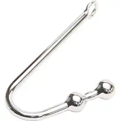  Серебристый анальный крюк с двумя шариками 
