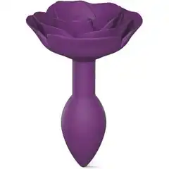  Фиолетовая анальная пробка с ограничителем-розой Open Rose Size S Butt Plug 