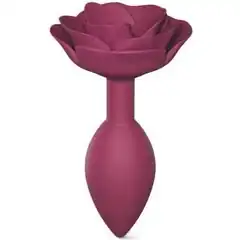  Сливовая анальная пробка с ограничителем-розой Open Rose Size M Butt Plug 