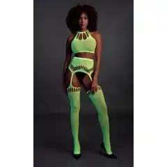  Неоновый комплект белья Two Piece with Crop Top and Stockings 