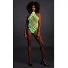  Неоновое зеленое боди Body with Halter Neck 