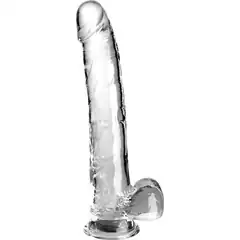  Прозрачный фаллоимитатор с мошонкой на присоске 11’’ Cock with Balls 30,5 см 