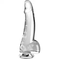  Прозрачный фаллоимитатор с мошонкой на присоске 7,5’’ Cock with Balls 19 см 
