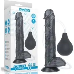  Черный фаллоимитатор-гигант с грушей 11 Squirt Extreme Dildo 27,5 см 