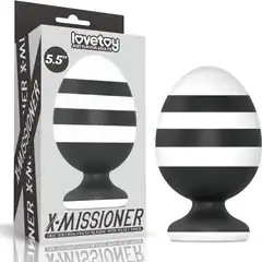  Черно-белая анальная втулка 5.5 X-Missioner Butt Plug 14 см 