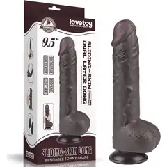  Коричневый фаллоимитатор 9.5 Sliding Skin Dual Layer Dong на присоске 24 см 