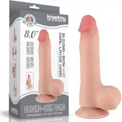  Телесный фаллоимитатор 8 Sliding Skin Dual Layer Dong на присоске 20 см 