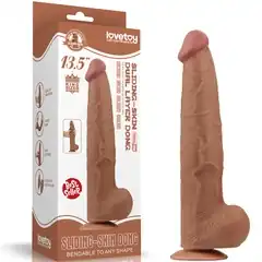  Коричневый фаллоимитатор 13.5 King Sized Sliding Skin Dual Layer Dong 34 см 