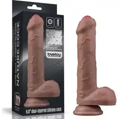  Коричневый фаллоимитатор 8 Dual Layered Silicone 20,5 см 