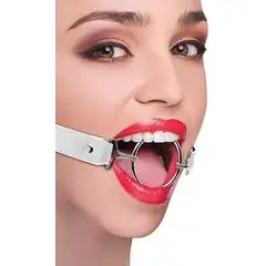  Расширяющий кляп Ring Gag XL с белыми ремешками 