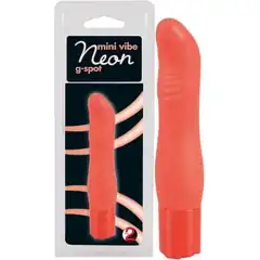  Оранжевый мини-вибратор Mini Vibe Neon с ребристым выступом 11 см 