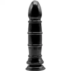  Чёрный анальный фаллоимитатор с рёбрышками Anal Munition Huge Butt Plug 28,5 см 