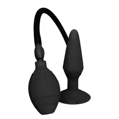  Чёрная анальная пробка с функцией расширения Small Inflatable Plug 12,5 см 