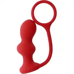  Красная анальная втулка с кольцом MENZSTUFF ASS JACKER 10 см 