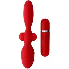  Красный двусторонний вибромассажер для анальной стимуляции MENZSTUFF THRILLER ASS 20 см 