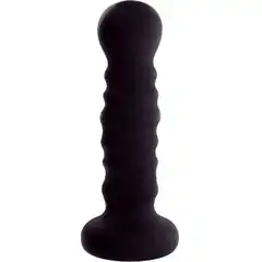  Чёрная рельефная пробка MENZSTUFF RIBBED PROBE 21 см 