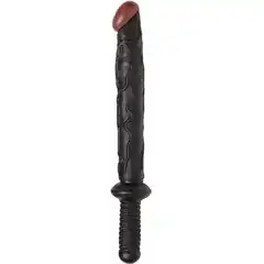  Чёрный фаллоимитатор с ручкой BIGSTUFF DONG WITH HANDLE 47 см 
