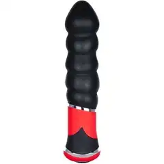  Чёрный силиконовый вибромассажёр для анальной стимуляции BOOTYFUL RIBBED VIBE 