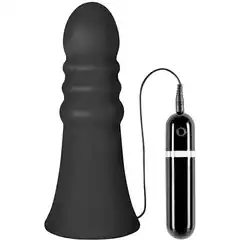  Большой чёрный анальный вибратор MENZSTUFF VIBRATING BUTTCRASHER RIBBED 20 см 