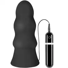  Чёрная виброёлочка MENZSTUFF VIBRATING BUTTCRASHER WAVED 20 см 