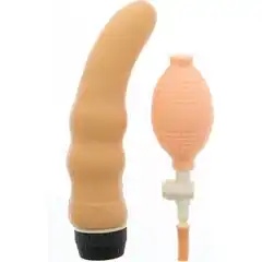  Телесный вибромассажёр с функцией расширения INFLATE A VIBE CURVE 19 см 