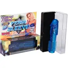 Синяя насадка-ёршик PENIS SLEEVE STRETCHABLE 16,5 см 