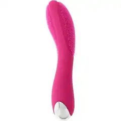 Розовый вибратор с поверхностью-щёточкой OLINA PINK 17 см 
