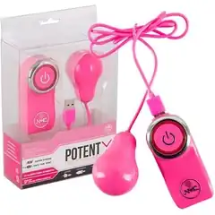  Розовое виброяйцо с контроллером POTENT USB FOR ORGASM 