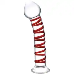  Стеклянный фаллоимитатор с красной спиралью Mr. Swirly 20,5 см 