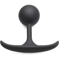  Черная анальная пробка с утяжелением Premium Silicone 3.3 Weighted Round Plug 8,4 см 