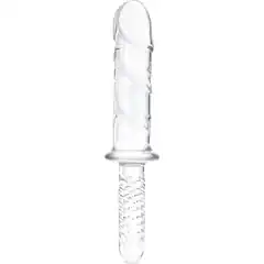  Стеклянный фаллоимитатор с рукоятью 11’’ Girthy Cock Double Ended With Handle 28 см 